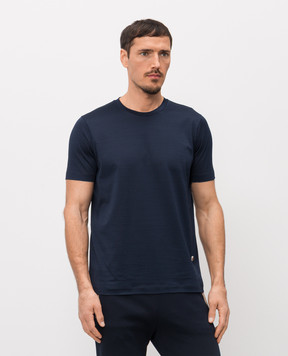 Bertolo Cashmere Синя футболка з емблемою 000252001912