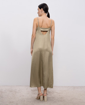 Peserico Платье миди цвета хаки с цепочкой мониль A0205906638