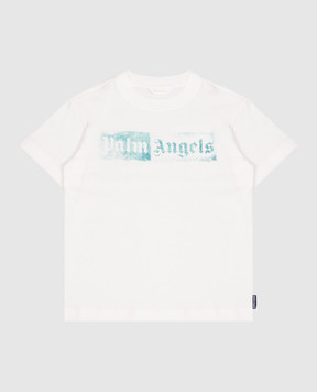 Palm Angels Дитяча футболка кольору айворі з принтом логотипа F6PAJBTH113