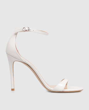 Stuart Weitzman Білі шкіряні лаковані босоніжки NUDIST SJ995