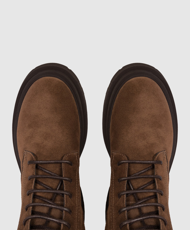 Brunello Cucinelli Замшевые коричневые ботинки с цепочкой мониль MZSFG3308P изображение 4