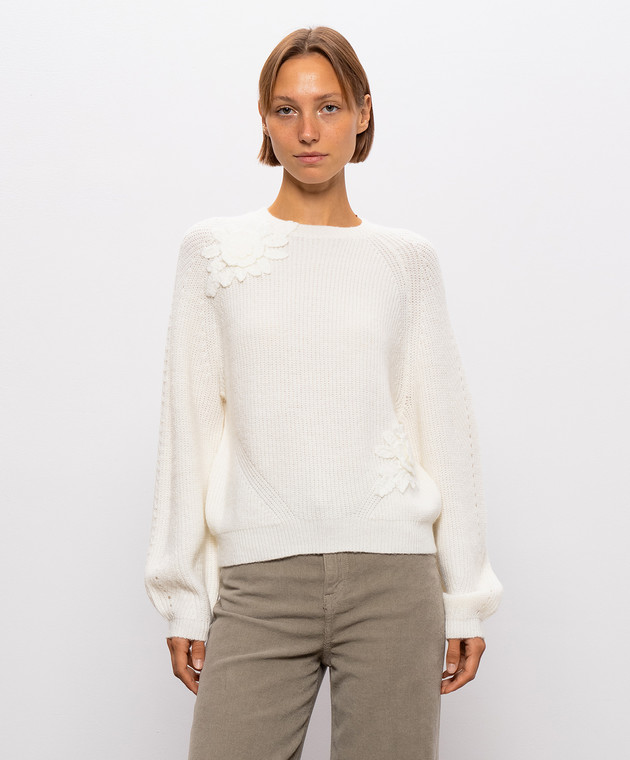 Twinset Свитер цвета айвори с шерстью альпаки 262TT3190 изображение 3