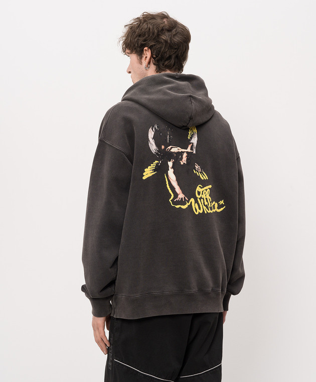 Off-White Чорне худі з принтом Fallen Caravaggio 44MBB085S26F00B зображення 4