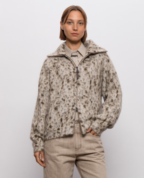 Brunello Cucinelli Бежевий кардиган з вовною в принт M2I242506P