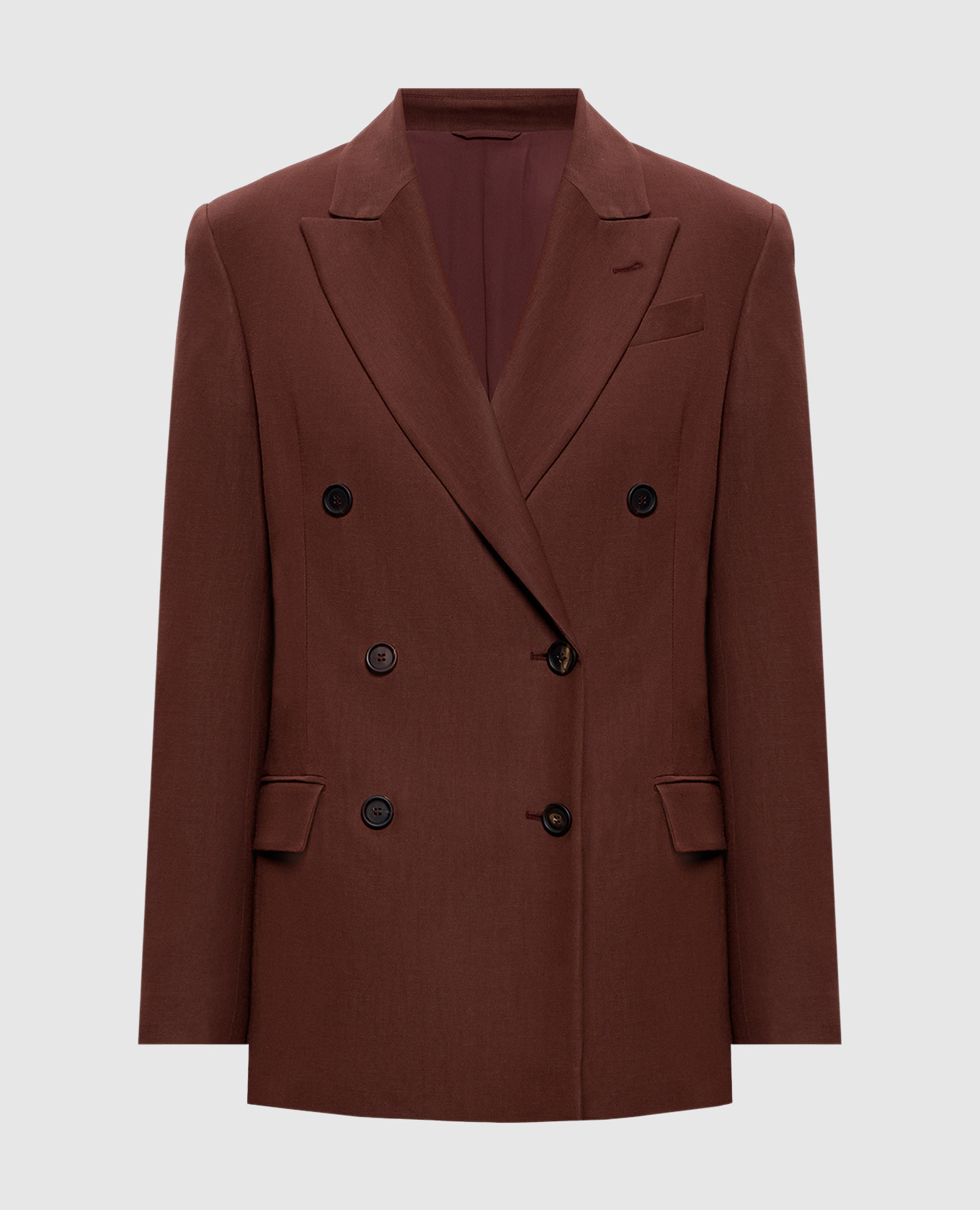 

Коричневый двубортный жакет с льном, Жакеты