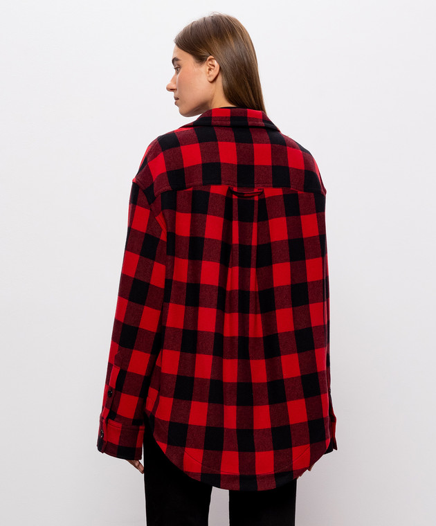Ami Paris Красная рубашка из шерсти в клетку USH875WV0220w изображение 4