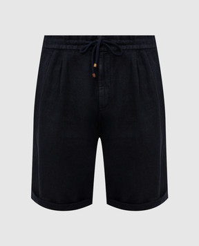Brunello Cucinelli Сині шорти з льону з відворотами M243DU0020
