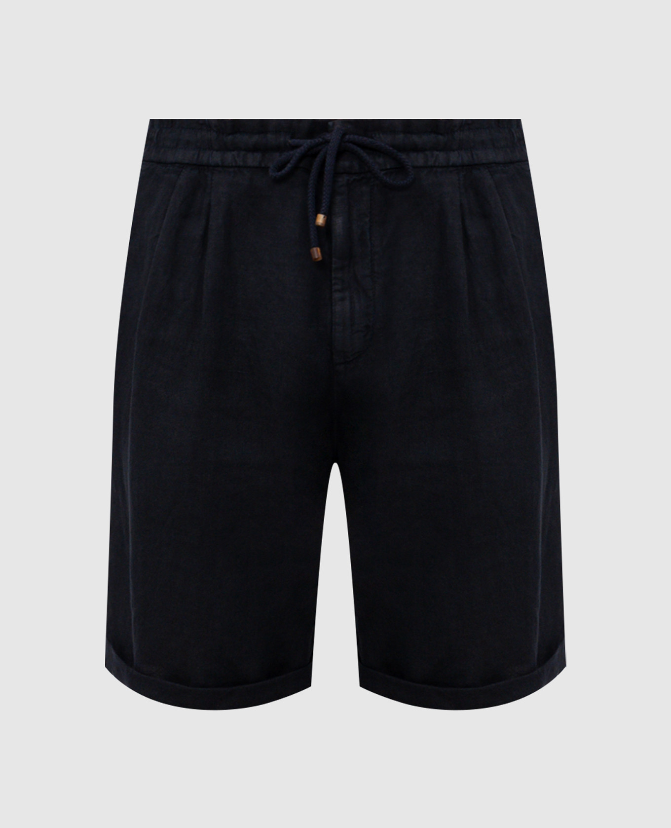 Синие шорты из льна с отворотами
