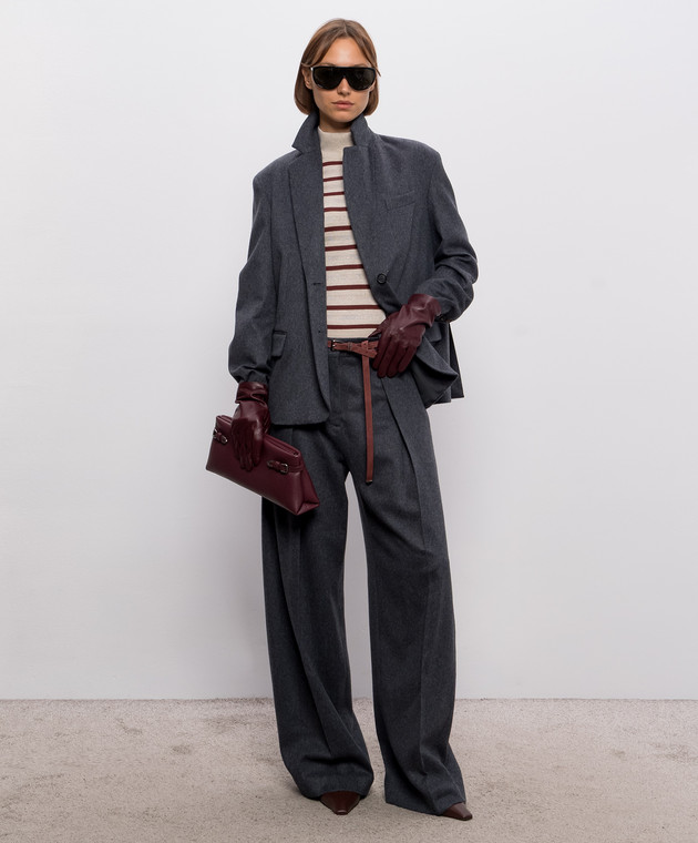 Brunello Cucinelli Бордовый замшевый пояс с цепочкой мониль M0DELC149P изображение 2