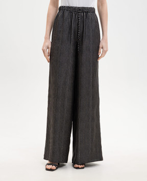 Max Mara Чорні палаццо CLARINO із шовку в смужку MXMCLARINO