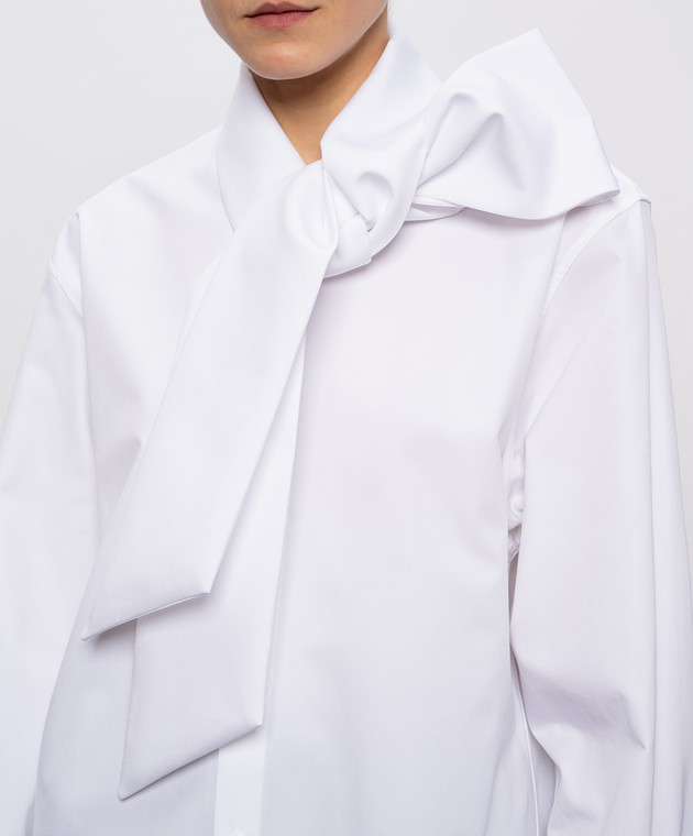 Saint Laurent Белая рубашка с воротником-аскотом 865302Y1H48 изображение 5