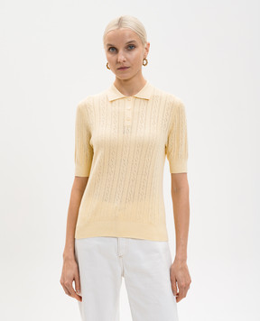LISA YANG Желтое поло Cristine с кашемиром в узор 2026022