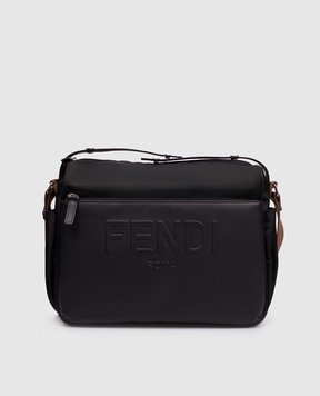 Fendi Черная сумка-органайзер для коляски с фактурным логотипом 7VB014AI9U