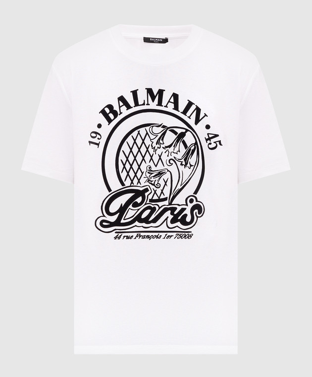 Balmain Белая футболка с фактурным принтом HH1EG000BD68