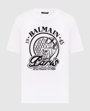Balmain Белая футболка с фактурным принтом HH1EG000BD68