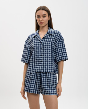 AMIRI Синяя блуза из шелка в принт монограммы логотипа AWSTCA1024