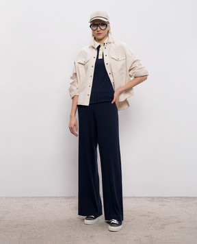 Brunello Cucinelli Синие брюки из шерсти и кашемира M14817289