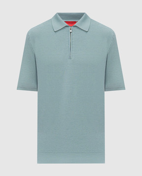 ISAIA Голубое поло из шерсти, шелка и кашемира MG8440Y0537