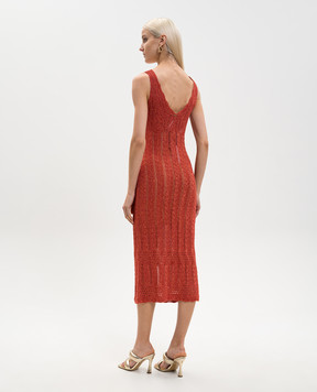 Twinset Терракотовое платье в узор с люрексом 261TT3322