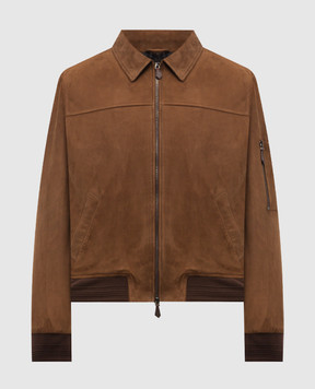 ISAIA Коричнева замшева куртка з фактурною емблемою LW0210PLW67
