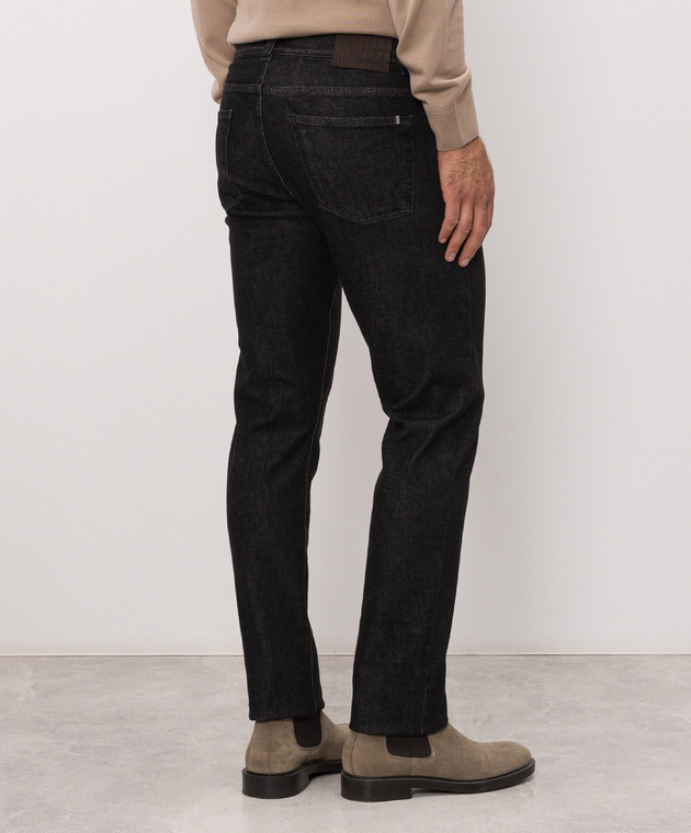 Canali Черные джинсы с кожаным патчем логотипа PX0102891719 изображение 4