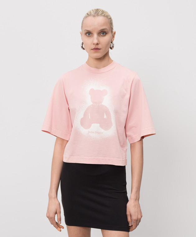 Palm Angels Розовая футболка с принтом PWAA079S26JER001 изображение 3