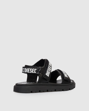 Diesel Дитячі чорні сандалі з принтом логотипа BC1067KF0183640