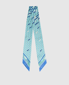 Santoni Бірюзова стрічка-твіллі із шовку в брендовий принт AWFLC0030XXXAOE