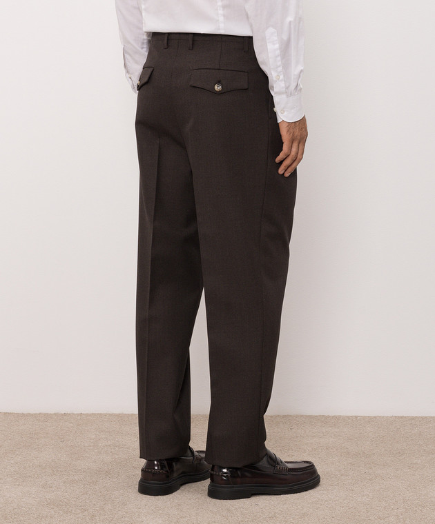 Brunello Cucinelli Коричневые брюки из шерсти ME267S2440 изображение 4