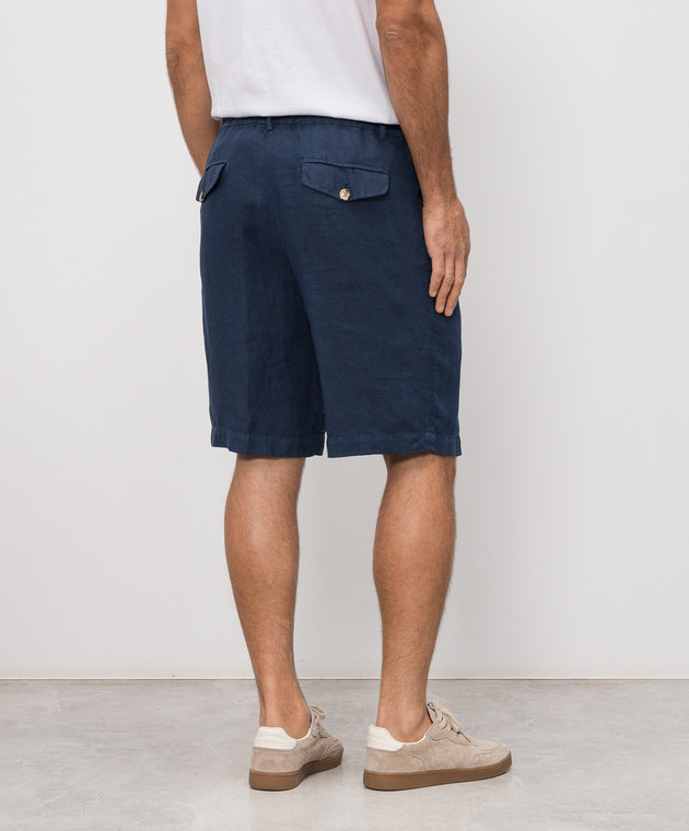 Brunello Cucinelli Шорти синього кольору з льону M243DU0065 зображення 4