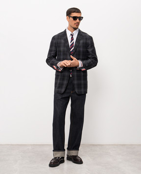 Thom Browne Чорний піджак з вовни в клітинку MJU586HF1082