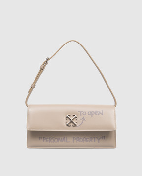 Off-White Бежева шкіряна сумка Jitney 1.0 OWNN172S26LEA001