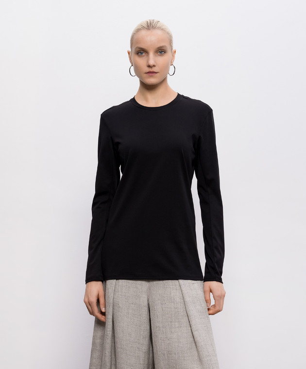 Intoca Черный лонгслив из хлопка DIOSBASICPOUD45 изображение 3