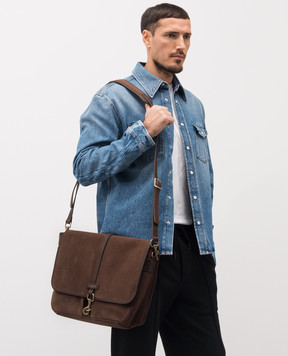 Gianni Chiarini Коричневый замшевый портфель Berlino с логотипом BSU11625COMMCMPL