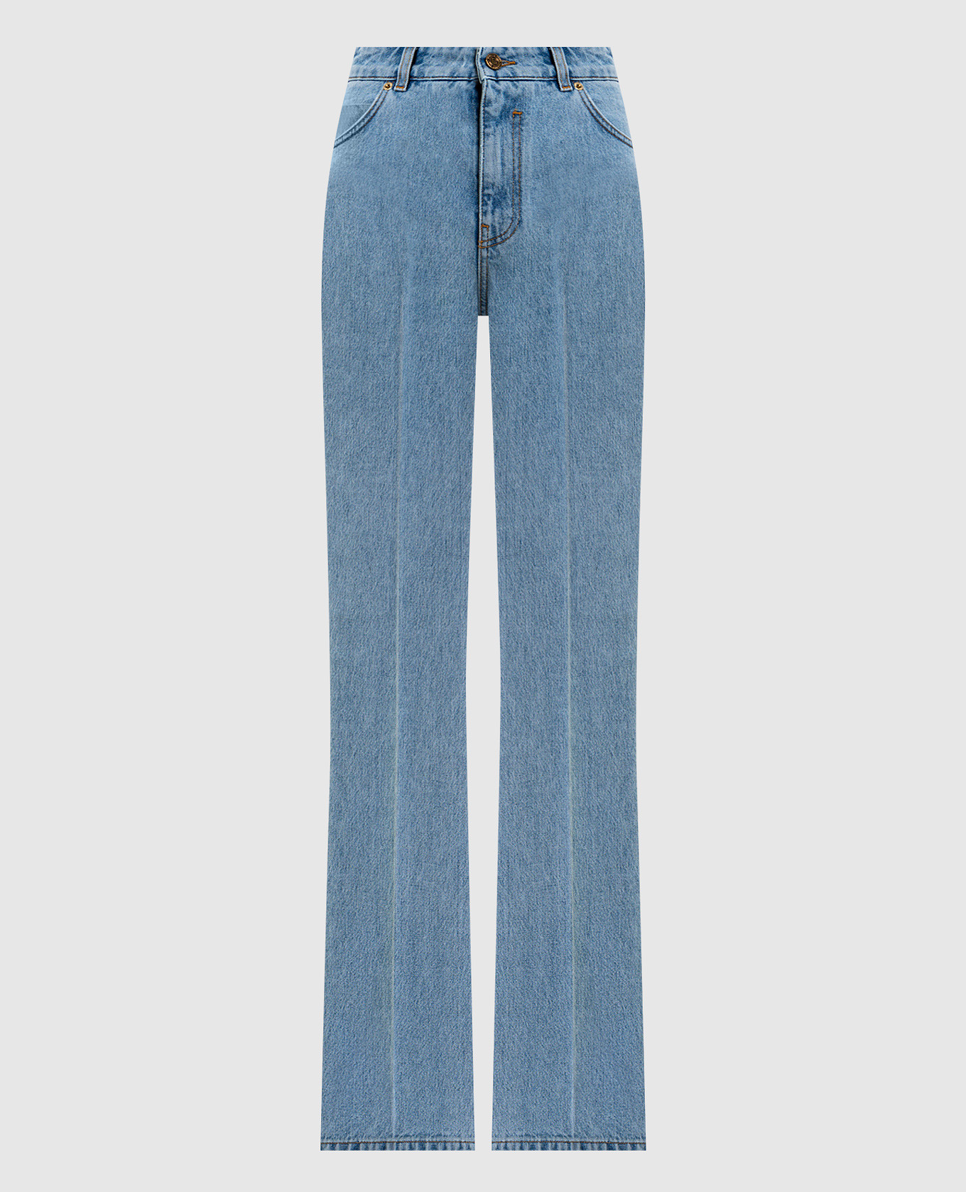 

Голубые джинсы с логотип патч, Голубой, Прямые джинсы