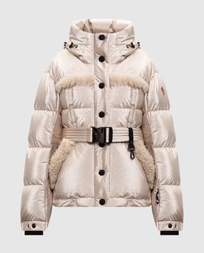 Moncler Grenoble Бежевий гірськолижний пуховик Mondim з хутром K20981A00020598UZ