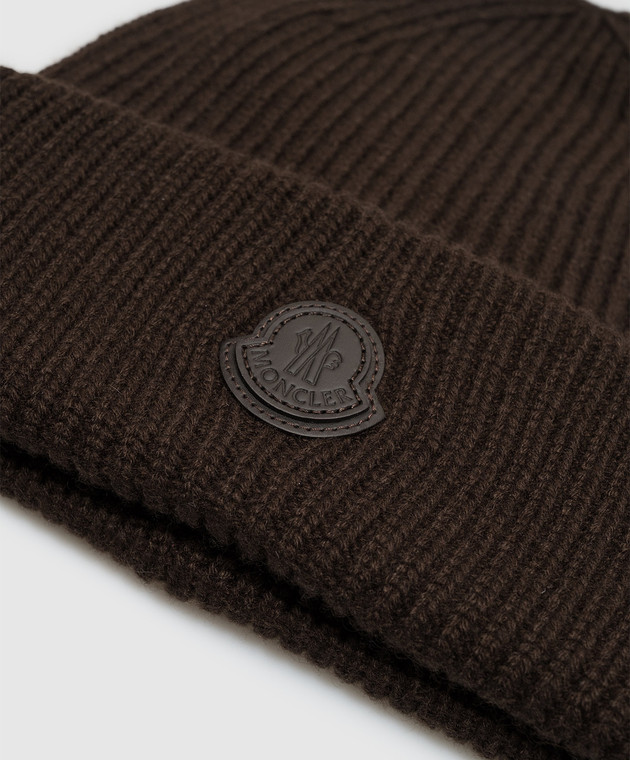 Moncler Коричневая шапка из кашемира с нашивкой логотипа L20913B00085M1223 изображение 4