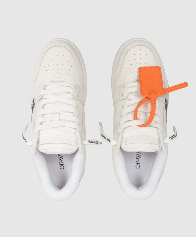 Off-White Білі шкіряні кросівки Out Of Office з принтом OF06004510 зображення 4