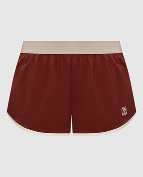 Brunello Cucinelli Бордові шорти з вишивкою емблеми MQ965EU999