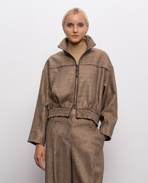 Brunello Cucinelli Коричневая куртка из шерсти с люрексом MG5467467P