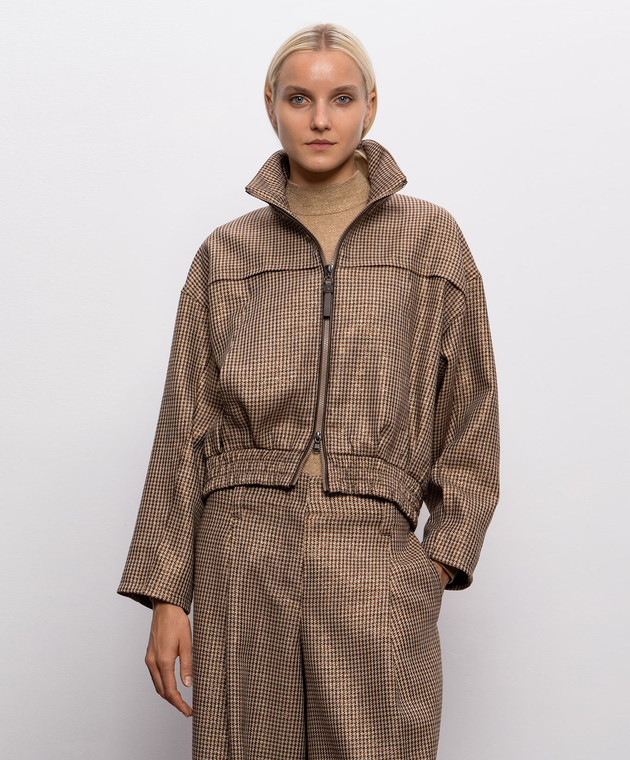 Brunello Cucinelli Коричнева куртка з вовни з люрексом MG5467467P зображення 3