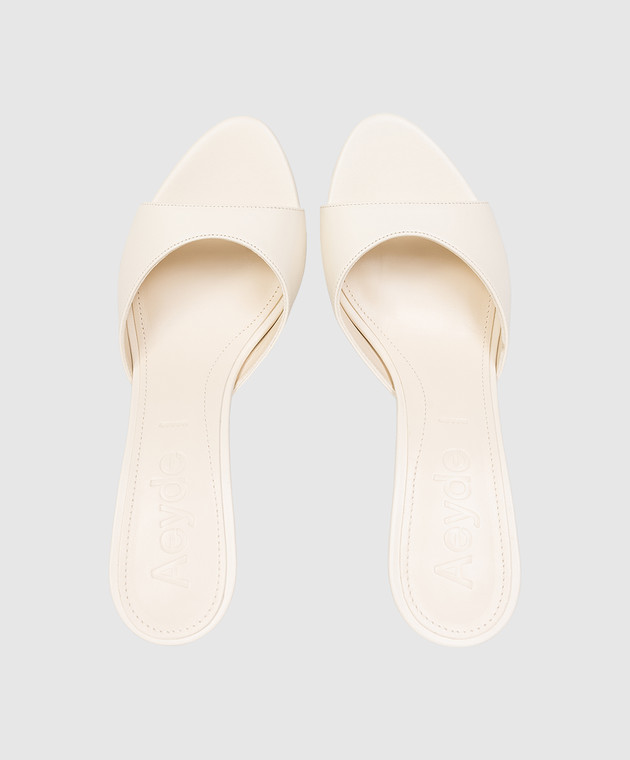 Aeyde Бежеві шкіряні мюлі Samia HS0693001002126 зображення 4