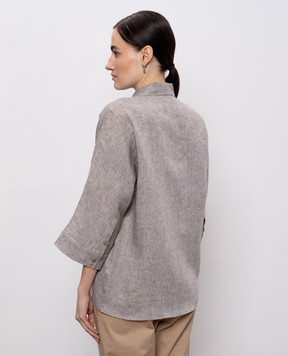 Peserico Коричнева сорочка з льону з ланцюжком S0649102600