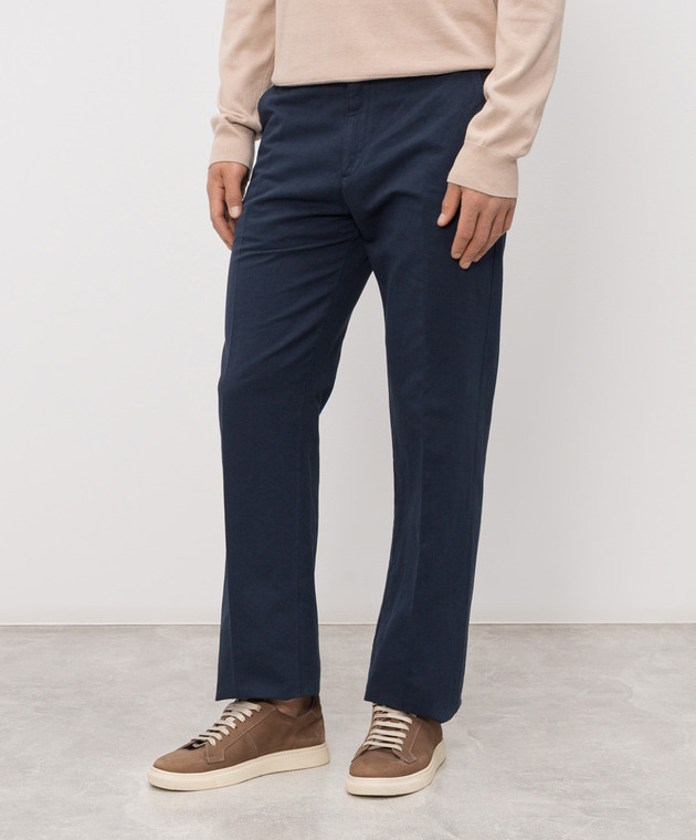 Trussardi Синие брюки с льном P709M300122NMP302T65 изображение 3