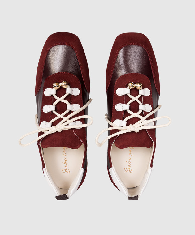Babe Pay Pls Бордовые кожаные кроссовки с бусинами NICKY изображение 4