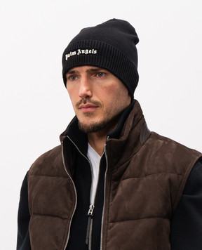 Palm Angels Черная шапка с логотипом PMLC002C99KNI001