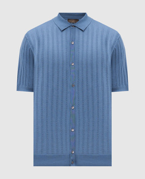 Brett Johnson Синий кардиган с шелком с коротким рукавом SS26K16LPOSOCE