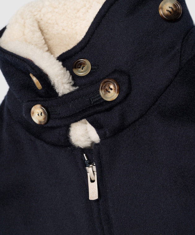 Brunello Cucinelli Дитяча синя куртка з вовни з хутром BV467O321C зображення 3