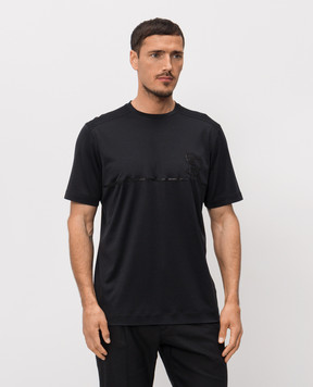 Stefano Ricci Чорна футболка з шовком MVH6100140KATBP