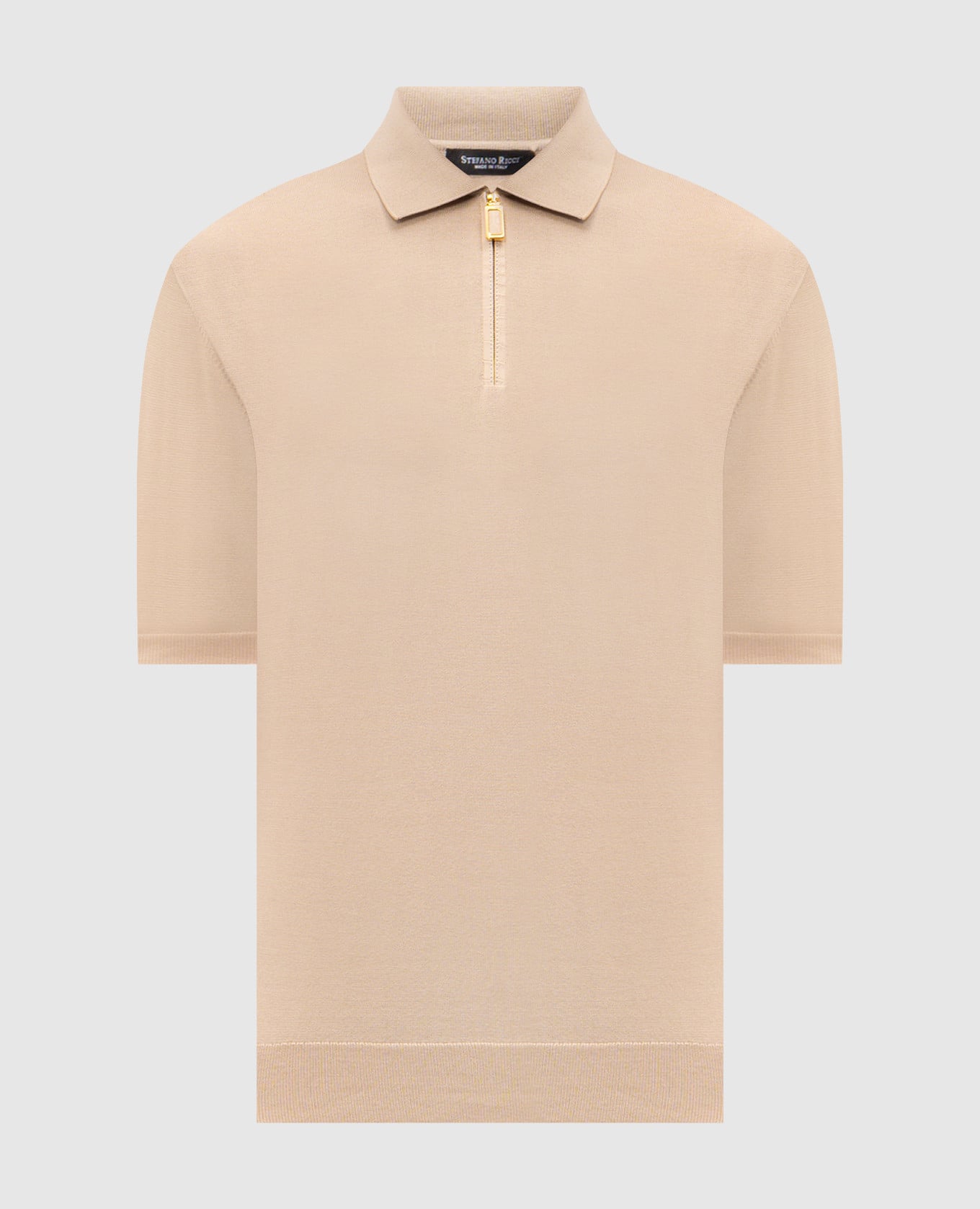 Бежевое поло с шелком